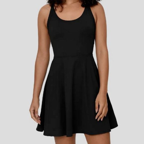 Halara Womens Sz XL Black Play It My Way 2-in-1 Mini Twist Back Activewear Dress - Picture 1 of 8